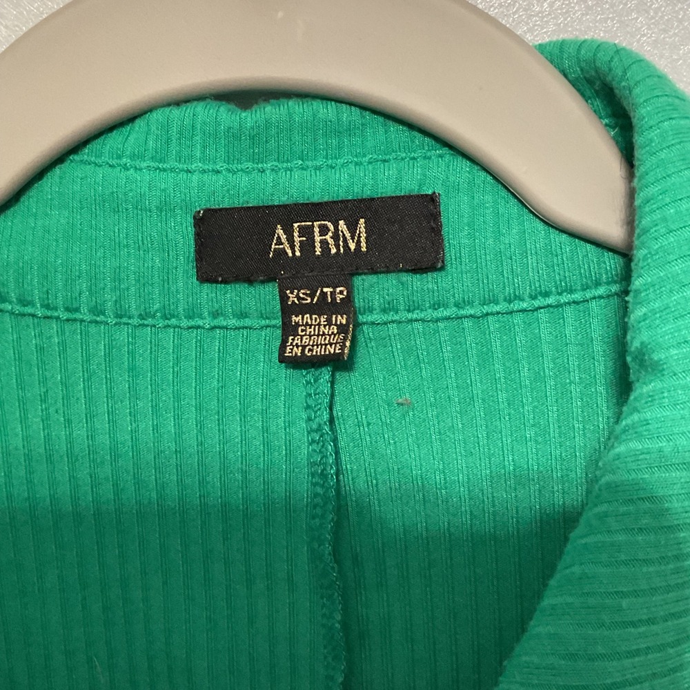 Revolve Afrm Green Ribbed Collared Button Front S… - image 3